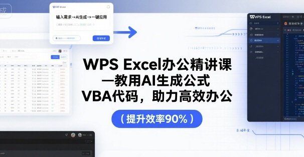 WPS Excel办公精讲课，教用 AI 生成公式，VBA 代码，助力高效办公-中创网_分享创业项目_互联网资源
