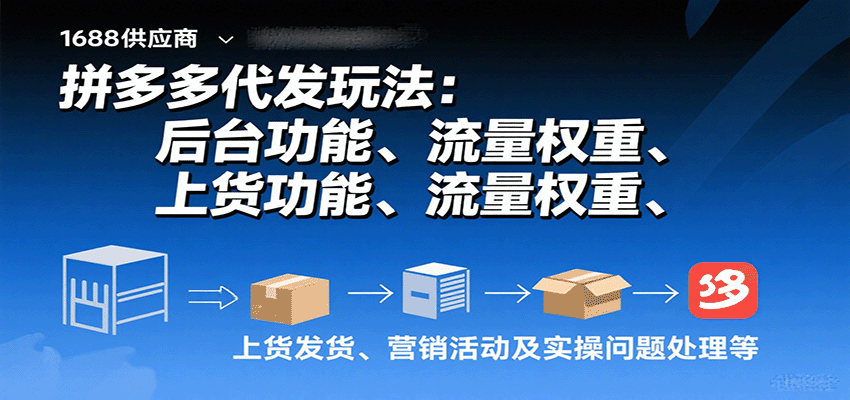 拼多多代发玩法：后台功能、流量权重、上货发货、营销活动及实操问题处理等-中创网_分享创业项目_互联网资源