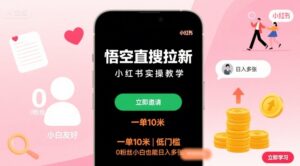 悟空直搜拉新小红书实操教学，一单10米，低门槛，0粉丝小白也能日入多张-中创网_分享创业项目_互联网资源