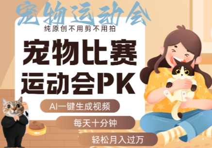 AI一键生成宠物比赛运动会PK视频，纯原创不用剪不用拍，每天十分钟，轻松月入过1W+-中创网_分享创业项目_互联网资源