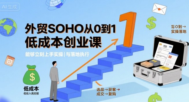 外贸SOHO从0到1低成本创业课，能够立刻上手实操与落地执行-中创网_分享创业项目_互联网资源