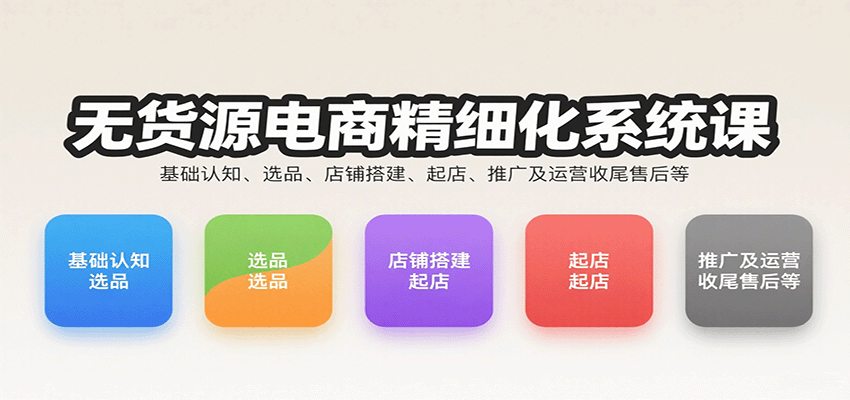 无货源电商精细化系统课：基础认知、选品、店铺搭建、起店、推广及运营收尾售后等-中创网_分享创业项目_互联网资源