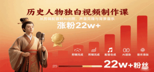 历史人物独白视频制作课，从剪辑配音到AI出图，声音克隆与背景音乐，涨粉22w+-中创网_分享创业项目_互联网资源