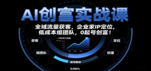 AI创富实战课：企业家IP定位，全域流量获客，低成本组团队，0起号创富！-中创网_分享创业项目_互联网资源