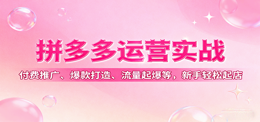 拼多多运营实战，付费推广、爆款打造、流量起爆等，新手轻松起店-中创网_分享创业项目_互联网资源