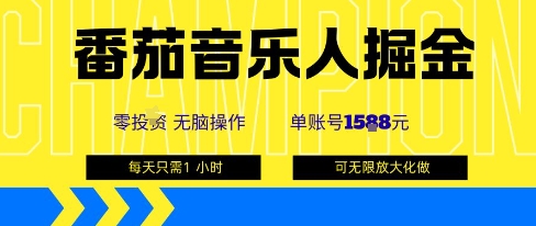 番茄音乐人掘金，单账号最高可撸1k+，可无限矩阵去做，零投入-中创网_分享创业项目_互联网资源