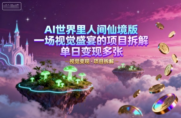 AI世界里人间仙境版，一场视觉盛宴的项目拆解，单日变现多张-中创网_分享创业项目_互联网资源