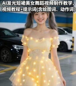 AI发光短裙美女舞蹈视频制作教学，视频教程+提示词(含绘图词、动作词)-中创网_分享创业项目_互联网资源