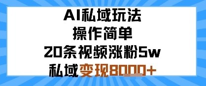 AI私域玩法，操作简单，20条视频涨粉5w，私域变现8k+-中创网_分享创业项目_互联网资源