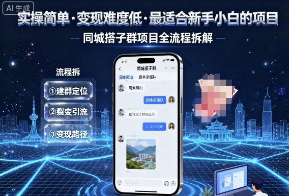 实操简单，变现难度低，最适合新手小白做的项目，每天轻松收入3张，同城搭子群项目全流程拆解-中创网_分享创业项目_互联网资源