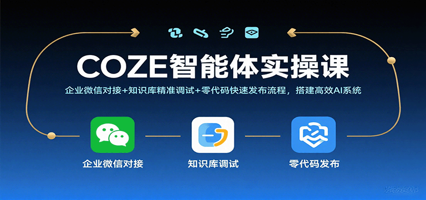 COZE智能体实操课，企业微信对接+知识库精准调试+零代码快速发布流程，搭建高效AI系统-中创网_分享创业项目_互联网资源