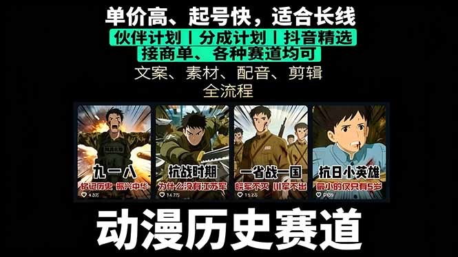 （16048期）历史动漫赛道撸分成：起号、文案、素材、配音、剪辑，单视频收益破万-中创网_分享创业项目_互联网资源