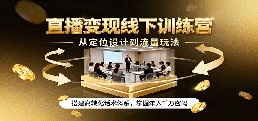 直播变现线下训练营，从定位设计到流量玩法，搭建高转化话术体系，掌握年入千万密码-中创网_分享创业项目_互联网资源