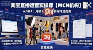 淘宝直播运营实操课【MCN机构】，从0到1做一家月销千W的直播机构-中创网_分享创业项目_互联网资源