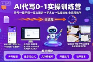 AI代写0-1实操训练营,从养号、提示词、征文演讲、学术文,到私域谈单的全流程教学-中创网_分享创业项目_互联网资源