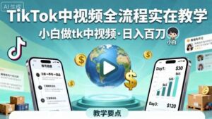 TikTok中视频全流程实操教学，小白做tk中视频，日入百刀-中创网_分享创业项目_互联网资源