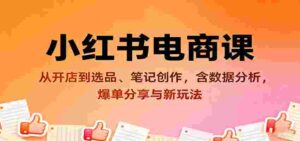 小红书电商课:从开店到选品、笔记创作,含数据分析,爆单分享与新玩法-中创网_分享创业项目_互联网资源