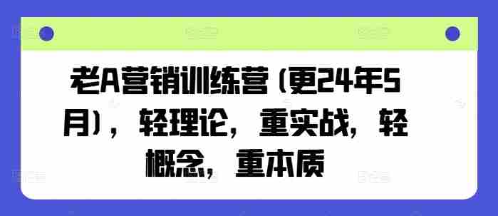 老A营销训练营(更25年10月)，轻理论，重实战，轻概念，重本质-中创网_分享创业项目_互联网资源
