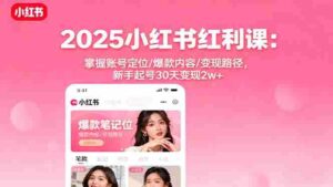 （16153期）2025小红书红利课：掌握账号定位/爆款内容/变现路径，新手起号30天变现2w+-中创网_分享创业项目_互联网资源