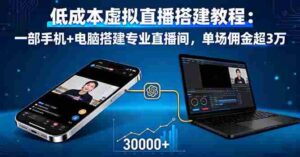 (16156期)低成本虚拟直播搭建教程:一部手机+电脑搭建专业直播间,单场佣金超3万-中创网_分享创业项目_互联网资源