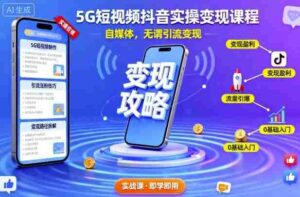 5G短视频抖音实操变现课程，自媒体，无谓引流变现-中创网_分享创业项目_互联网资源