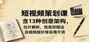 短视频策划课，含13种创意架构，拉片解析，信息挖掘法及视频报价等实用干货-中创网_分享创业项目_互联网资源