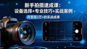 （16160期）新手拍摄速成课，设备选择+专业技巧+实战案例，月变现3万+的实战成果-中创网_分享创业项目_互联网资源
