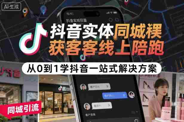 抖音实体同城获客线上陪跑，从0到1学抖音一站式解决方案-中创网_分享创业项目_互联网资源