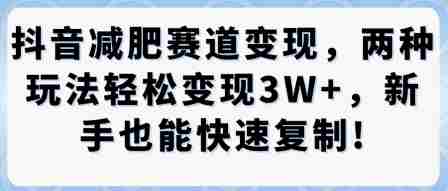 抖音减肥赛道变现,两种玩法轻松变现3W+,新手也能快速复制