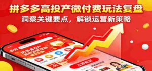 拼多多高投产微付费玩法复盘，洞察关键要点，解锁运营新策略-中创网_分享创业项目_互联网资源