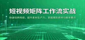 短视频矩阵工作流实战：快速培养网感，提升素材生产力，掌握爆款素材与脚本要点-中创网_分享创业项目_互联网资源
