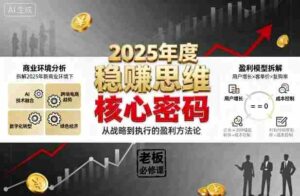 2025年度稳賺思维老板创业营,拆解2025年新商业环境下,企业实现持续盈利的核心密码-中创网_分享创业项目_互联网资源
