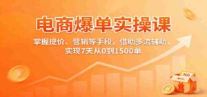 电商爆单实操课：掌握提价、营销等手段，借助多流辅助，实现7天从0到1500单-中创网_分享创业项目_互联网资源