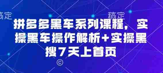 拼多多黑车系列课程，实操黑车操作解析+实操黑搜7天上首页【音频】-中创网_分享创业项目_互联网资源