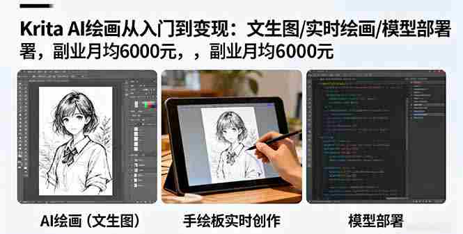（16222期）Krita AI绘画从入门到变现：文生图/实时绘画/模型部署，副业月均6000元-中创网_分享创业项目_互联网资源