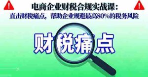 （16232期）电商企业财税合规实战课，直击财税痛点，帮助企业规避最高80%的税务风险-中创网_分享创业项目_互联网资源