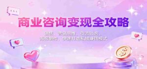 商业咨询变现全攻略:销售、营销思维,引流锁客,海报制作,快速打造私域赚钱模式-中创网_分享创业项目_互联网资源