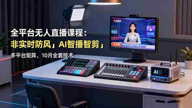 （16279期）全平台无人直播课程：非实时防风＋AI智播智剪＋多平台矩阵，10月全套技术-中创网_分享创业项目_互联网资源