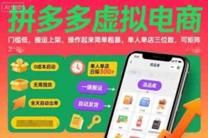 拼多多虚拟电商,门槛低,搬运上架,操作起来简单粗暴,单人单店三位数,可矩阵-中创网_分享创业项目_互联网资源