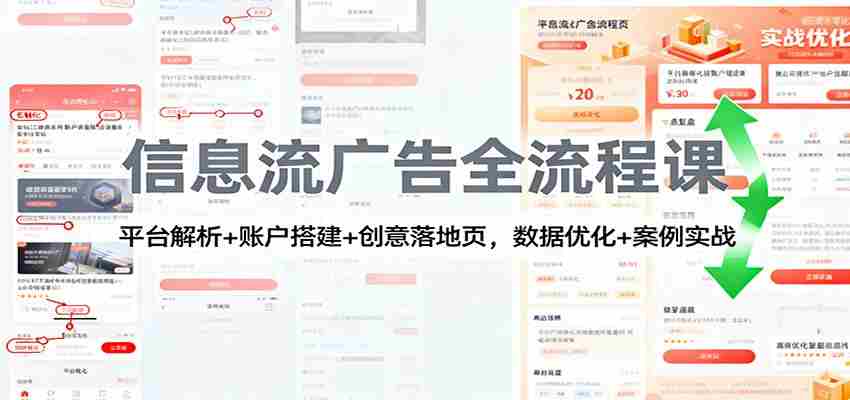 信息流广告全流程课：平台解析+账户搭建+创意落地页，数据优化 + 案例实战-中创网_分享创业项目_互联网资源
