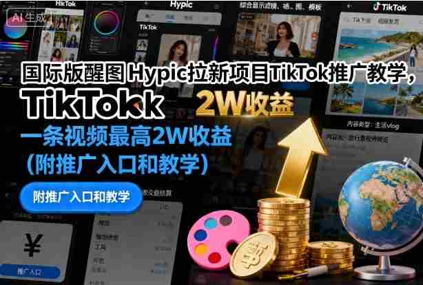 国际版醒图Hypic拉新项目TikTok推广教学，一条视频最高2W收益（附推广入口和教学）-中创网_分享创业项目_互联网资源
