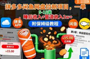 拼多多闲鱼网盘拉新项目,一单5-15米,睡后收入+管道收入1w+(附保姆级教程)-中创网_分享创业项目_互联网资源