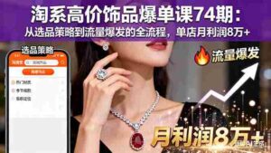 (16351期)淘系高价饰品爆单课74期:从选品策略到流量爆发的全流程,单店月利润8万+-中创网_分享创业项目_互联网资源