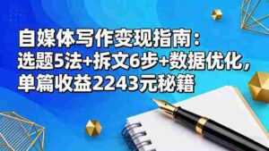 (16378期)自媒体写作变现指南:选题5法+拆文6步+数据优化,单篇收益2243元秘籍-中创网_分享创业项目_互联网资源