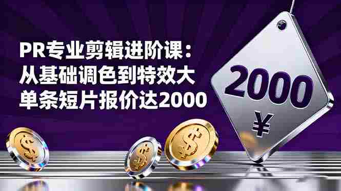 （16381期）PR专业剪辑进阶课：从基础调色到特效大片的进阶技能，单条短片报价达2000-中创网_分享创业项目_互联网资源