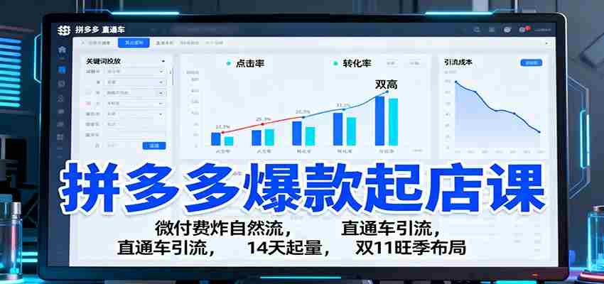 拼多多爆款起店课：微付费炸自然流，直通车引流，14天起量，双11旺季布局-中创网_分享创业项目_互联网资源