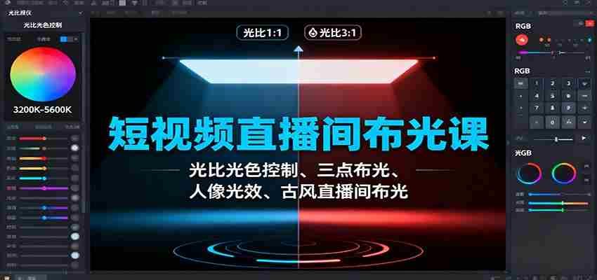 短视频直播间布光课：光比光色控制、三点布光、人像光效、古风直播间布光-中创网_分享创业项目_互联网资源