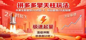 拼多多擎天柱玩法，水果生鲜最快2小时起飞，标品最慢2天起链接-中创网_分享创业项目_互联网资源