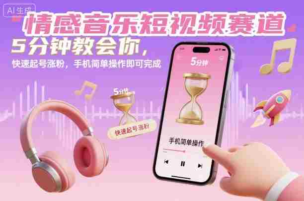 情感音乐短视频赛道，5分钟教会你，快速起号涨粉，手机简单操作即可完成-中创网_分享创业项目_互联网资源