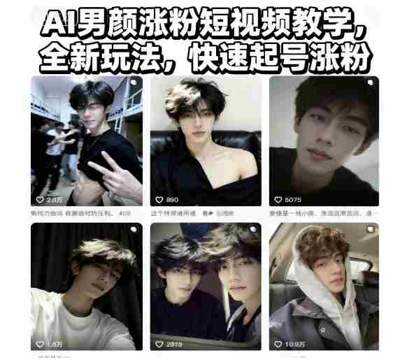 AI男颜涨粉短视频教学，全新玩法，快速起号涨粉-中创网_分享创业项目_互联网资源